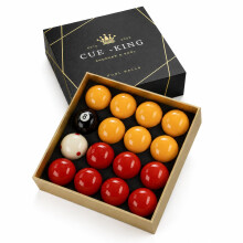 Cue-King Premium Pool Balls Complete Set Grade AA, 2” 16 Pool Ball Set with 1-7/8" Dotted Object Ball, Red and Yellow Pool Balls for Pool Table, Pre