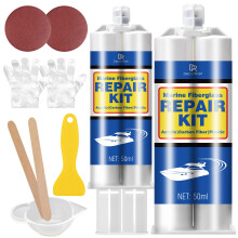 Marine Fiberglass Repair Kit - 100ml White Gel Coat & Gelcoat Kit for Boats, Fiberglass Repair Epoxy Filler, Fast Repair for Scratches, Cracks, Holes,