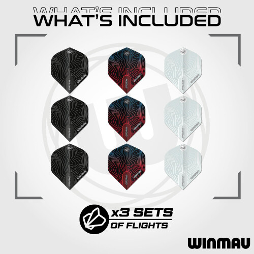 winmau WINMAU Prism Alpha Solar Design Dart Flight Packs - 3 sets per pack (9 flights in total) (Plain Mixed) 1