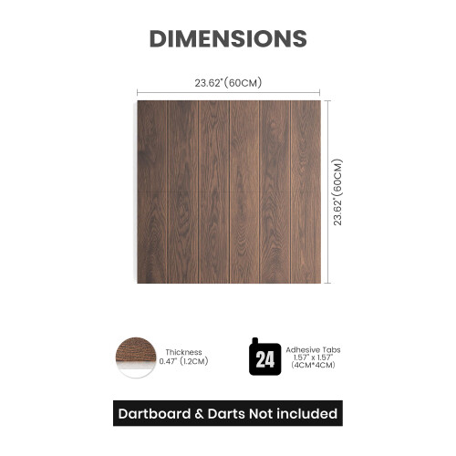Fluxynara 60 x 60 cm Felt Dart Board Wall Protector, Walnut Brown 1