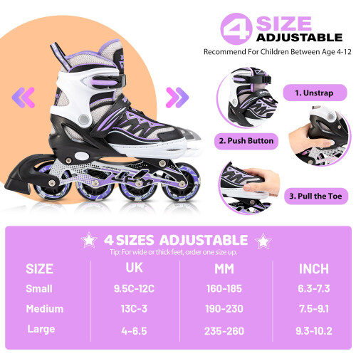 2PM SPORTS Adjustable Inline Skates for Kids Beginners 1