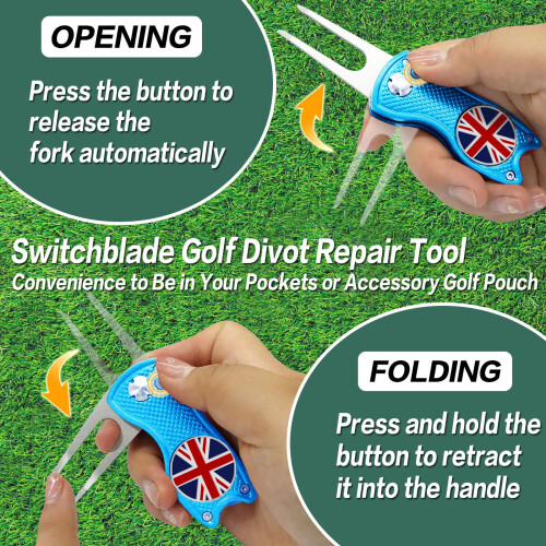 FINGER TEN Golf Divot Repair Tool 1/2 Pack(Blue Cat-2 Pack) 2