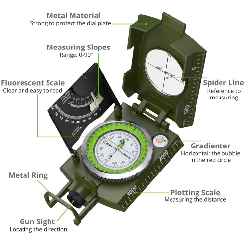 Proster Compass for Hiking Waterproof Navigation Clinometer Sighting 1