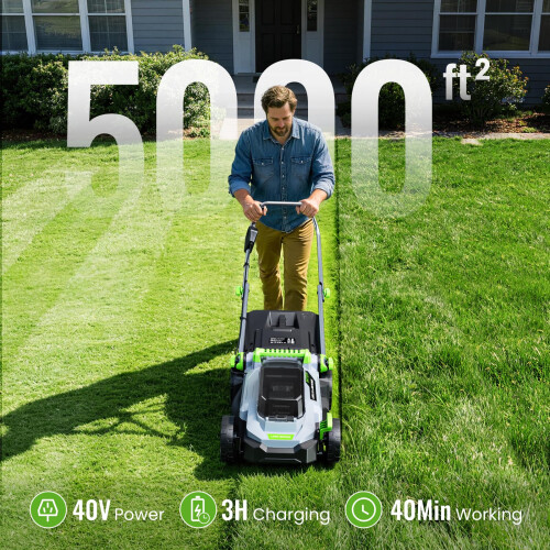 ETOOLAB 40V Cordless Lawnmower, 34cm Cut, Brushless, For Medium Gardens 2