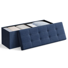 SONGMICS Ottoman Storage Box, Foldable Tufted Bench, 131L