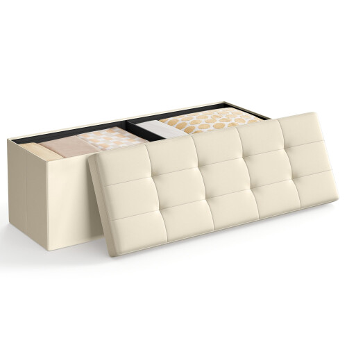 Songmics SONGMICS Ottoman Storage Box, Foldable Tufted Bench, 131L