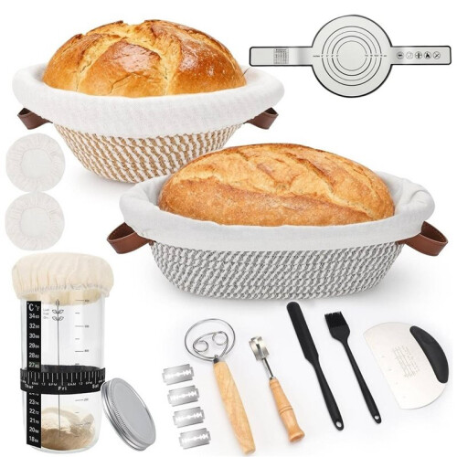1set/21-Piece Sourdough Fermentation Set with Fermentation Basket and Bread Baking Accessories