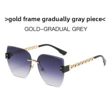 (Gold Gray )Lunettes de soleil rétro monture métal argenté avec verres gris PC pour style décontracté