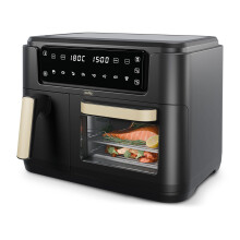 Cello 2400W Dual Zone Digital 11 Litre Black Air Fryer With 2 Drawers, 3.5L and 7.5L Oven, 8-in-1, Touch Control, Air Fry, Grill, Roast, Bake, 8