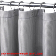 (Light Gray)Solid Color Polyester Waffle Design Shower Curtain For Daily Decoration Bathroom