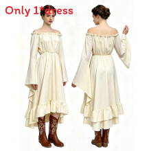 (White,M)Medieval Women Cosplay Costume With Gothic Elements For Stage Performances Themed Parties