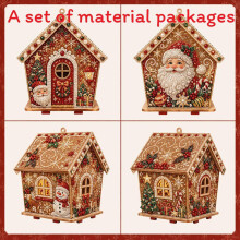 (Santa)House Shape Diy Pearl Art Festive Christmas Decor Kit Vintage Holiday Craft