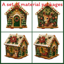 (Reindeer)House Shape Diy Pearl Art Festive Christmas Decor Kit Vintage Holiday Craft