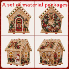 (Wreath)House Shape Diy Pearl Art Festive Christmas Decor Kit Vintage Holiday Craft