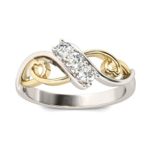 (10) Electroplate Women Fashion Double Color White Gold Rings Color Heartshaped