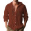 (Red,S)Camisa con capucha de moda para hombre con algodón transpirable de lino para ropa de primavera y verano 4