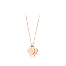 (Style G) Gold Double Heart Necklace for Ladies, Enamel Heart Tag Pendant Chain, Classic Fashion Jewellery Gift for Her Birthday