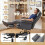 Ergonomic Cross-Legged Office Chair with Footrest, Grey 1