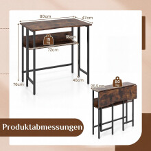 Small Folding Desk with Storage Shelf - Rustic Brown