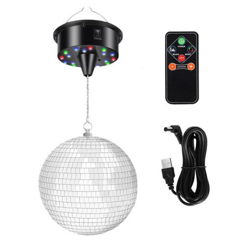 7.8 Inch Hanging Disco  Light  Led Disco Mirror  Rotating Rotating Disco  Decorations for Parties Indoor