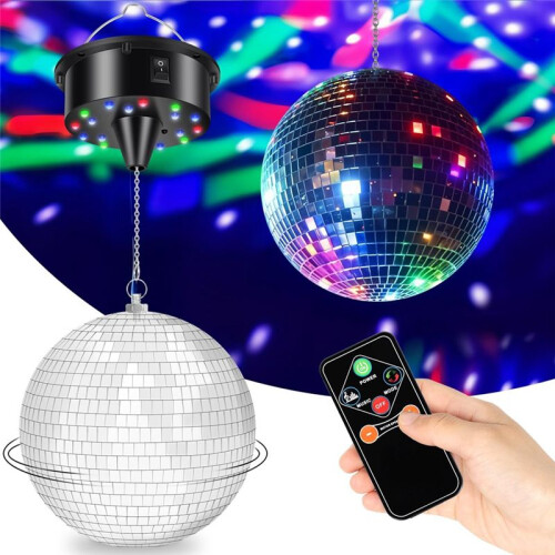 7.8 Inch Hanging Disco  Light  Led Disco Mirror  Rotating Rotating Disco  Decorations for Parties Indoor 1