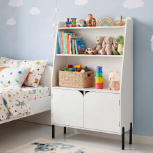 Montessori houten kinderplank, wit, 3 vakken