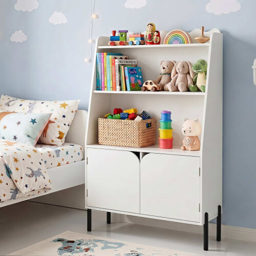 Montessori houten kinderplank, wit, 3 vakken