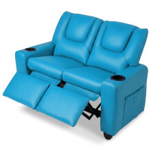 2-zits kinderbank met relaxfunctie en bekerhouders - Blauw