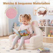 Omvormbare kinderbank tot ligstoel, roze konijnenpatroon