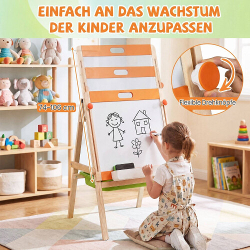 2-in-1 kindertekentafel met magnetisch whiteboard en schoolbord 1