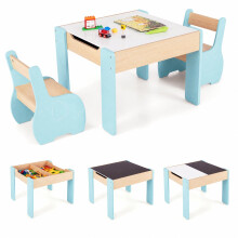 4-in-1 houten kindertafelset met krijtbord en opbergruimte
