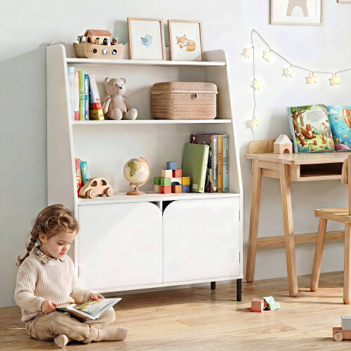 Montessori houten kinderplank, wit, 3 vakken 2
