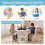 Houten kindertafelset met 4 opbergstoelen, wit 4