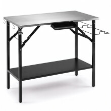 Folding Camping Table with Stainless Steel Top & Spice Rack