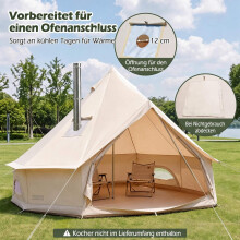 Waterproof Bell Tent with Stove Jack, Mesh Windows, Beige
