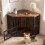 Corner Dog Crate & TV Stand with Adjustable Bowl Rack 1