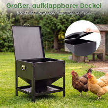 Large Capacity Black Chicken Feeder, Galvanized Metal