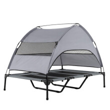 Elevated Dog Bed with Canopy, Grey, Outdoor & Indoor Use