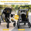 Heavy Duty Dog Stroller with Foot Brake, Yellow, 220 lbs Capacity 1