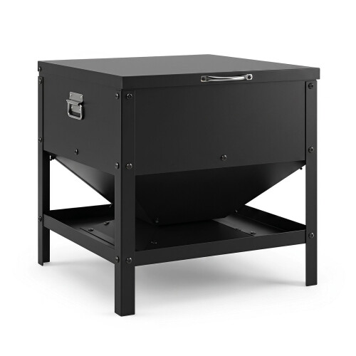 Large Capacity Black Chicken Feeder, Galvanized Metal 1