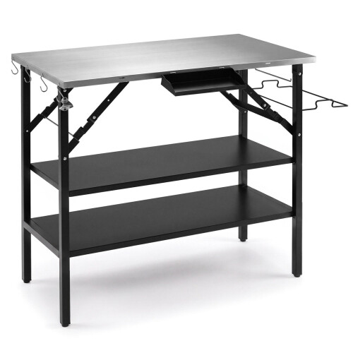 Folding Camping Table with Stainless Steel Worktops 1