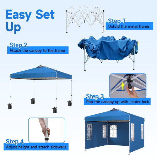10 x 10 FT Waterproof Pop Up Canopy Tent with Sidewalls 1