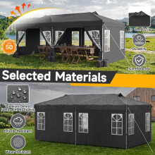 10 x 20 FT Pop Up Canopy Tent with 6 Sidewalls, Adjustable Height