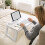 White Folding Bed Tray with Tablet Slot - 59.5 x 39.5 cm 2