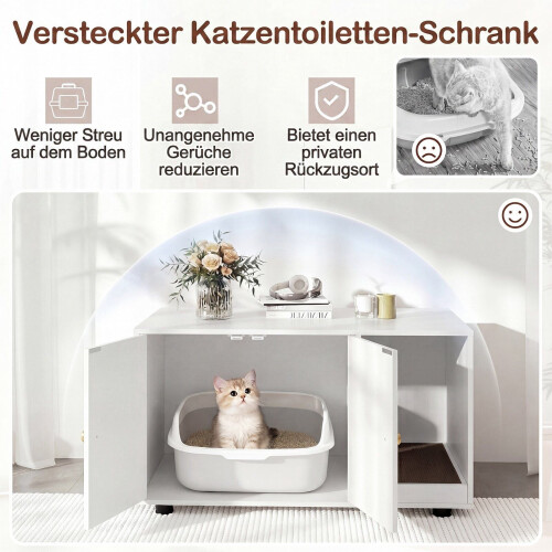 Wooden Cat Litter Box Enclosure with Scratching Board 1
