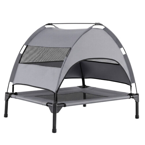 Elevated Dog Bed with Removable Canopy - Grey 1