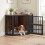 Corner Dog Crate & TV Stand with Adjustable Bowl Rack 6