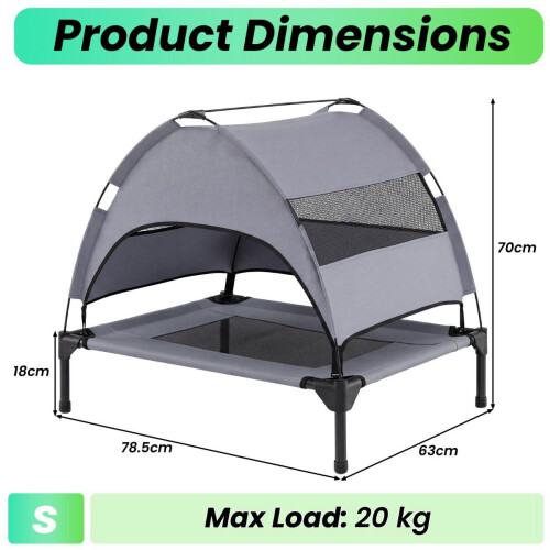 Elevated Dog Bed with Removable Canopy - Grey 2