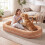 Removable Human Dog Bed with Plush Blanket - Brown 3