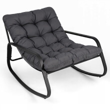 Grey Outdoor Rocking Lounge Chair with Thick Cushion